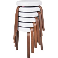 Vilinze Ege Kestane Ahşap Ayak Istiflenebilir Mutfak-Balkon Taburesi (6 Adet)