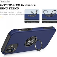 DS LLC Ieg™  Iphone 12 Kılıf Elit Yüzüklü Kapak - Lacivert