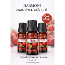 Harmoni Çilek Esansiyel Uçucu Koku 3x10ML Difüzör Esansı Buhurdanlık Yağı ve Oda Kokusu