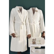 Isessia 10 Parça Kadın Erkek Bornoz Seti | %100 Pamuk | Baş Havlulu Kese Sabun Taraklı Çeyizlik Aile Takımı