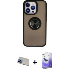 İlk El Grup Ieg™ iPhone 13 Pro Max Yörünge Çizgi - Siyah Bilvis 5in1 5d Magic Hayalet Cam Ekran Koruyucu + Mavi Rainbow Kamera Lens Koruma Cam