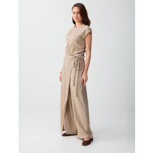 Jimmy Key Vizon Normal Bel Normal Paça Çizgili Uzun Örme Pantolon