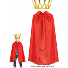 Butik Mey Ithalat® Çocuk Kral Pelerini ve Kral Tacı Kostüm Seti