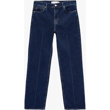 Koton Yüksek Bel Düz Paça Nervürlü Denim Pantolon - Straight Fit Jean