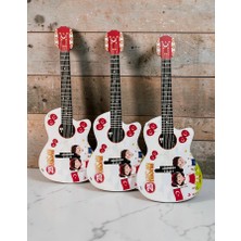 Heptex 3 Adet Çok Renkli Ahşap UV Baskı Gösteri Gitarı Asma İpi Dahil 5+ Yaş Eğlenceli Kullanım