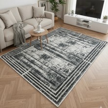 Ottofis Laura 4 Metrekare 150x230cm Antrasit Renk Akrilik Iplik Saçaksız Makine Dokuma Halı Salon Oturma Yatak Odası Mutfak Halısı