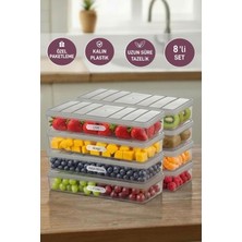 Selka Home 8 Adet 1 Lt. Nora Organizer Buzdolabı Buzluk Düzenleyici Saklama Kabı