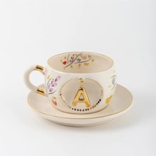 BSK Ceramics Handmade Harfli Porselen Bahardalı Çay Fincanı Z Harfi