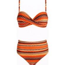 Sailor Moda Dönmeli Yüksek Bel Bikini Takım