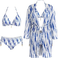 Sailor Moda Kaftan Pareolu Üçgen Brezilyan Kesim Bikini Takım