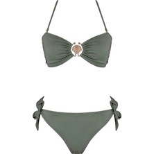 Sailor Moda Aksesuarlı Bağcıklı Straplez Bikini Takım