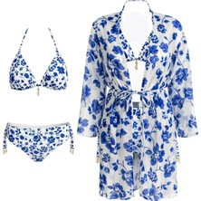 Sailor Moda Kaftan Pareolu Üçgen Brezilyan Kesim Bikini Takım