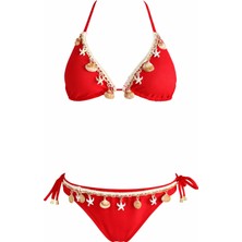 Sailor Moda Üçgen Ince Ipli Deniz Yıldızlı Bikini Takım