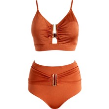 Sailor Moda Yüksek Bel U Aksesuarlı Bikini Takım