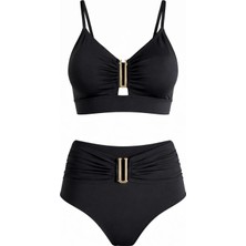 Sailor Moda Yüksek Bel U Aksesuarlı Bikini Takım