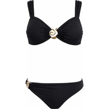 Sailor Moda Siyah Straplez Aksesuarlı Kadın Bikini Takım Özel Tasarım %80 Polyamide %20 Elastane