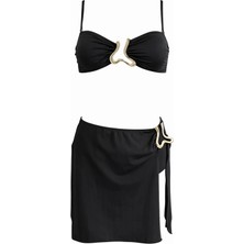 Sailor Moda Straplez Etekli Aksesuarlı Kadın Bikini Takım