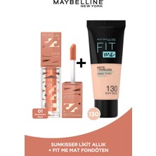 Maybelline New York Maybelline Sunkisser Likit Allık 01 Downtown Rush + Maybelline Fit Me Matte Fondöten 130 Buff Beige
