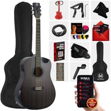 Maxword Luxury HCR-560BK-EQ Half Cutaway Elektro Akustik Gitar Seti 104 cm Ergonomik Tasarım