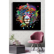 Şehzat Tekli Kare Dekoratif Kanvas Tablo Salon Yatak Odası Kafe Ofis Aslan Portre Illüstrasyon