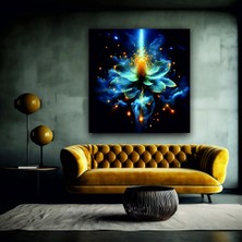 Şehzat Lotus Çiçeği Temalı Neon Renklerde Modern ve Yüksek Çözünürlüklü Kanvas Tablo