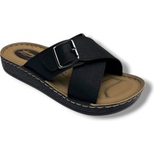 Leman 8621-26 Deri Anatomik Kemer Tokalı Çapraz Bant Kadın Terlik