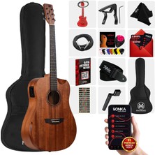 Maxword Luxury HCR-560NT-EQ Half Cutaway Elektro Akustik Gitar Seti