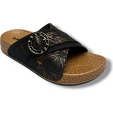 Mollis 501-26 Simli Çizgi Bakı Deri Tek Tokalı Soft Çapraz Kadın Terlik