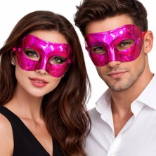 Aylina Mey Ithalat® Metalize Parlak Parti Maskesi Pembe Renk 16X7 cm