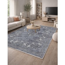 Lioara Home Gri Modern Baskılı Halı – Modern, Kaymaz Taban, Salon & Oturma Odası Için Halı