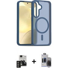 İlk El Grup Ieg™ Galaxy S24 Siluet Minimal Prime - Siyah Vanessa Magic Hayalet Cam + Derin Mor Pvd Metal Kamera Lens