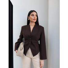 Esra Helvacı Bel Bağlama Detaylı Blazer Ceket