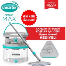 Smarter Aqua Max Özel Seri Temiz & Kirli Suyu Ayırma Çift Kova Üçgen Aparat Temizlik Seti Mop Paspas