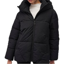 Mavi Kadın Kapüşonlu Siyah Şişme Mont Düz Desen Regular Fit  1110075-900