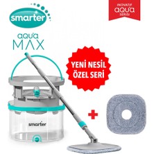 Smarter Aqua Max Özel Seri Şeffaf Temiz&kirli Suyu Ayırma Çift Kova Yedekli Temizlik Seti Mop Paspas