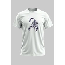 Buzagi Akrep Regular Kalıp Dijital Baskılı Beyaz Tişört