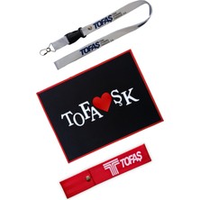 Tusba Market Tofaş Logolu Torpido Üstü Kaydırmaz Ped / Tofaş Opar Oto Ayna Askısı & Tampon Çeki Ipi