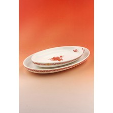 Bursa Porselen Dekor Flowers Orange 2 Boy Porselen Kayık Tabak