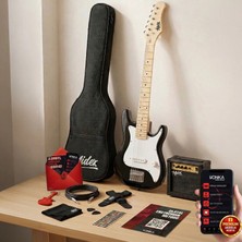 Midex CEG-30WB Amfili Full 1/4 30 İnç Elektro Gitar Seti White Black