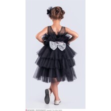 Magu Kız Çocuk Tütülü Astarlı Tokalı Elbise Abiye