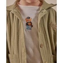 Magu Erkek Çocuk Pamuklu Haki Müslin Ceketli T-Shirtli Pantolon Takım