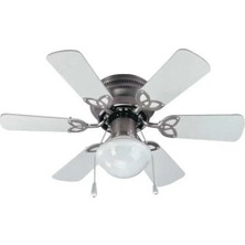K2 Vanti KCF278 60W 30 Inç Ahşap Beyaz 6 Kanatlı Lambalı Avizeli Ipli Tavan Vantilatörü