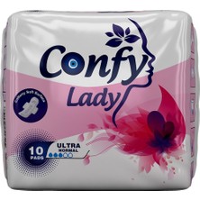 Confy Lady Hijyenik Ped Ultra Normal 10 Adet Gün Boyu Konfor ve Sızıntı Önleyici Teknoloji