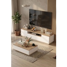 Robin Home Loft Tv Ünitesi Orta Sehpa 2'li Set Çam-Beyaz
