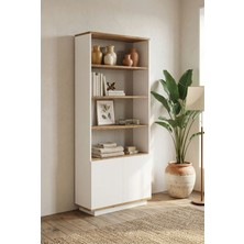 Robin Home Loft Kitaplık Raf 2 Kapaklı Raflı 168CM Çam-Beyaz