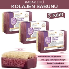 Organicsun Doğal Kabak Lifli Kolajen Collagen Sabunu 120 gr x 3 Adet - Tüm Cilt Tipleri - Anti Aging, Kırışıklık Karşıtı