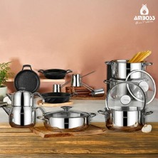 Amboss 17 Parça Astral Cool Indüksiyon Uyumlu Paslanmaz Çelik Tencere & Sahan Çeyiz Seti