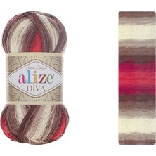 Alize Diva El Örgü İpi 100 g 4574 %100 Mikrofiber Akrilik Renkli Desen ile Örgü İçin Uygun