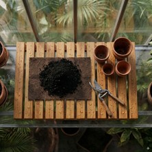 Afro Garden Shamba Fideleme, Saksı Bakım ve Ayıklama Tablası - Suya Dayanıklı Masif Teak