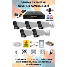 qromax 5 Kameralı Set - Yapay Zeka Özellikli Gece Renkli Sesli FullHD 5Mp Lensli 9 Warm Ve Çakar Ledli Güvenlik Kamerası Seti 5909WS-9008
